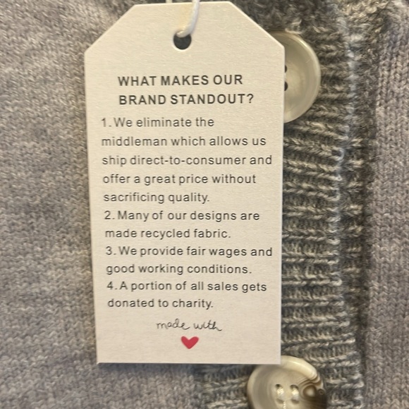 Made With Love - Gray button up sweater brand new with tags - medium - Picture 2 of 3